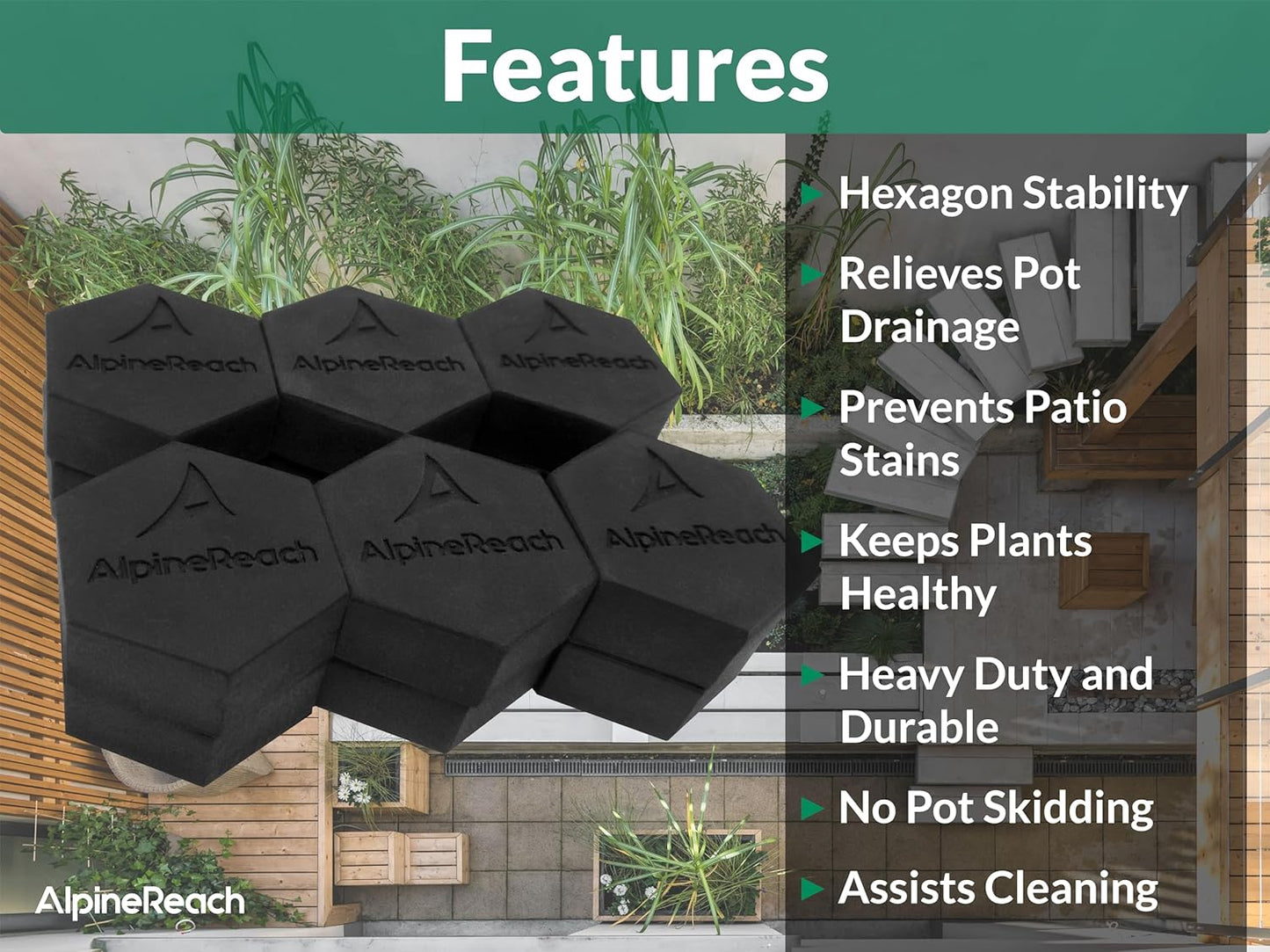 AlpineReach 20 Pack Pot Feet Hexagons & Adhesive Pads - AlpineReach